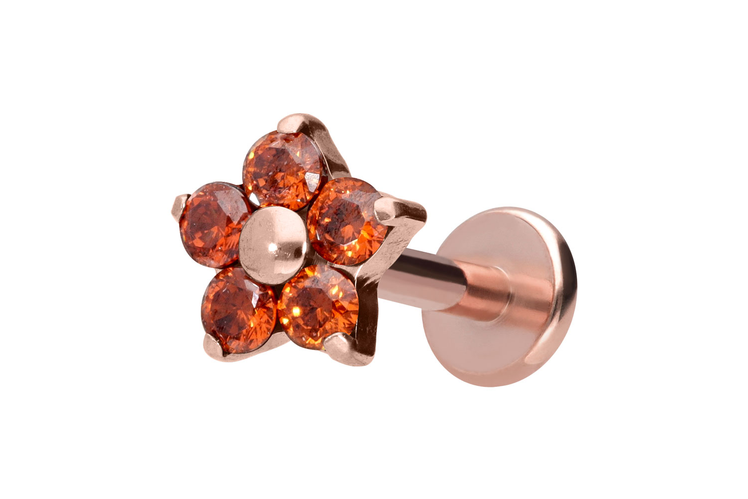 Titan Labret Piercing mit Innengewinde KRISTALLBLUME